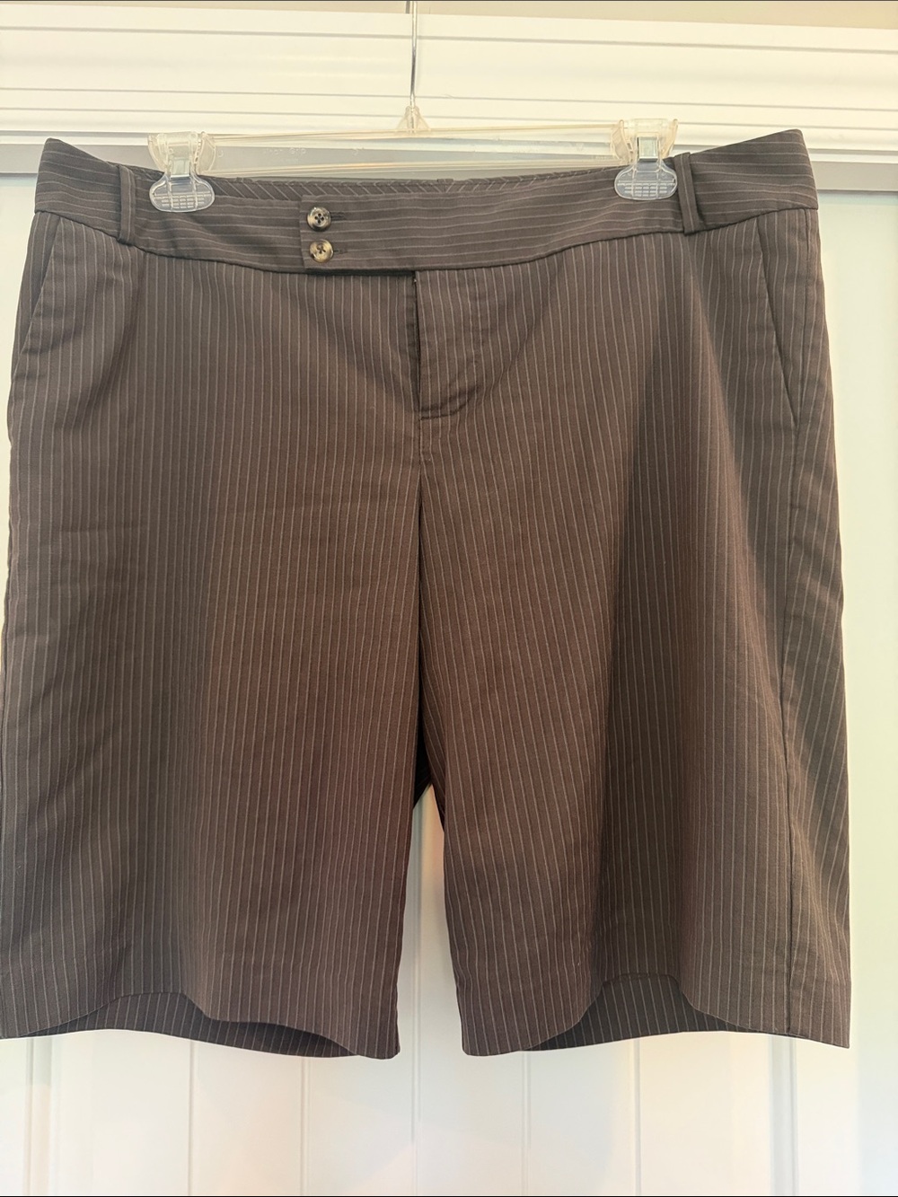 Mossimo Supply Co. Brown Pinstriped Women's Bermuda Shorts